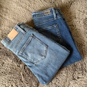 Lot of 2 PAIGE Hoxton Slim 26 Blue Denim Jeans Light & Medium Wash Preppy Trendy
